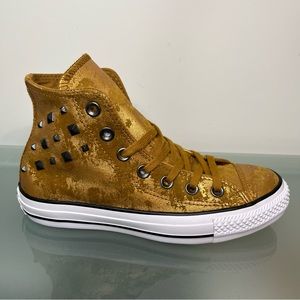 Converse Hi Chuck Taylor Women’s Size 6 CT Hardwear Shoes Gold White Fashion New